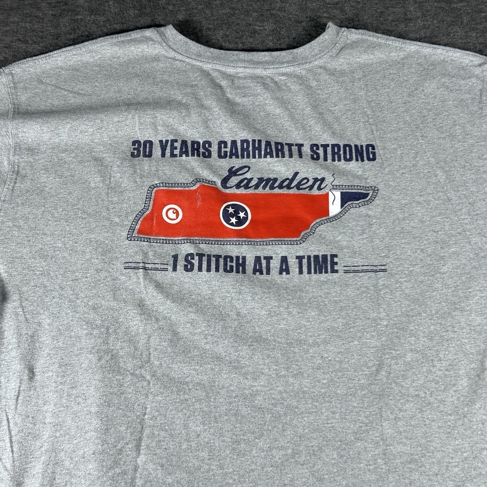 Carhartt Men's Graphic Print Camden TN Pocket T Shirt Gray Loose Fit Size 3XL
